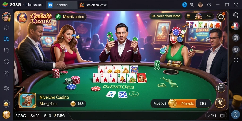 Tampilan gameplay Live Casino yang mendebarkan di 8G8G.