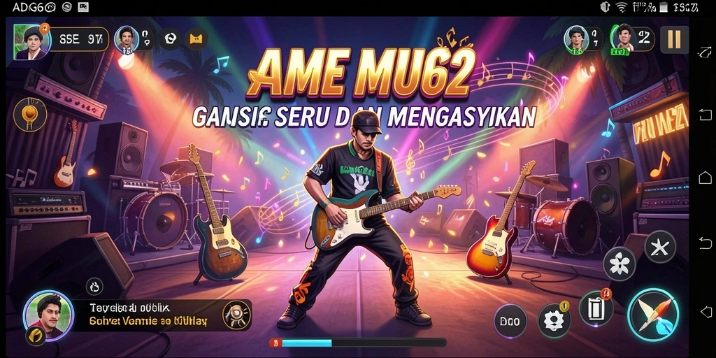 Tampilan gameplay ADG62 yang menarik dengan iringan musik yang menyegarkan.