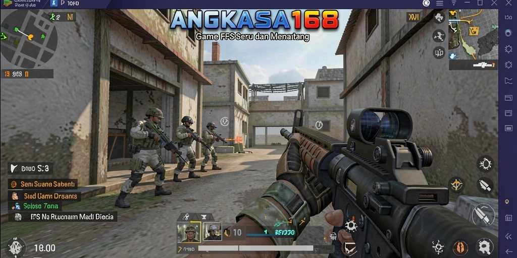 Screenshot ANGKASA168 menampilkan pertempuran intens dalam gameplay FPS.