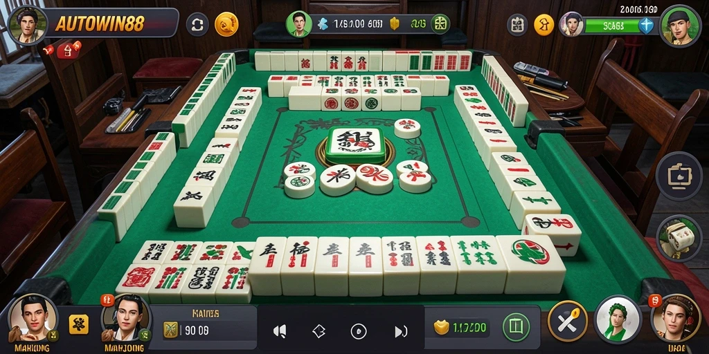 Tampilan gameplay seru dalam AUTOWIN88 yang menampilkan strategi Mahjong.
