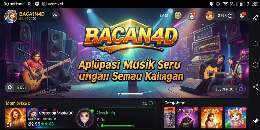 Tampilan gameplay BACAN4D dengan berbagai fitur musik interaktif.
