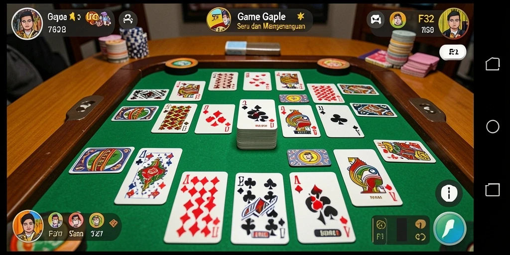 Gameplay F32 menampilkan suasana seru bermain Gaple.
