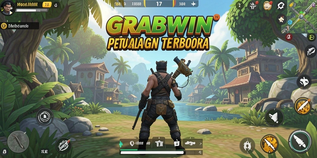 Tampilan gameplay seru dalam dunia terbuka GRABWIN.