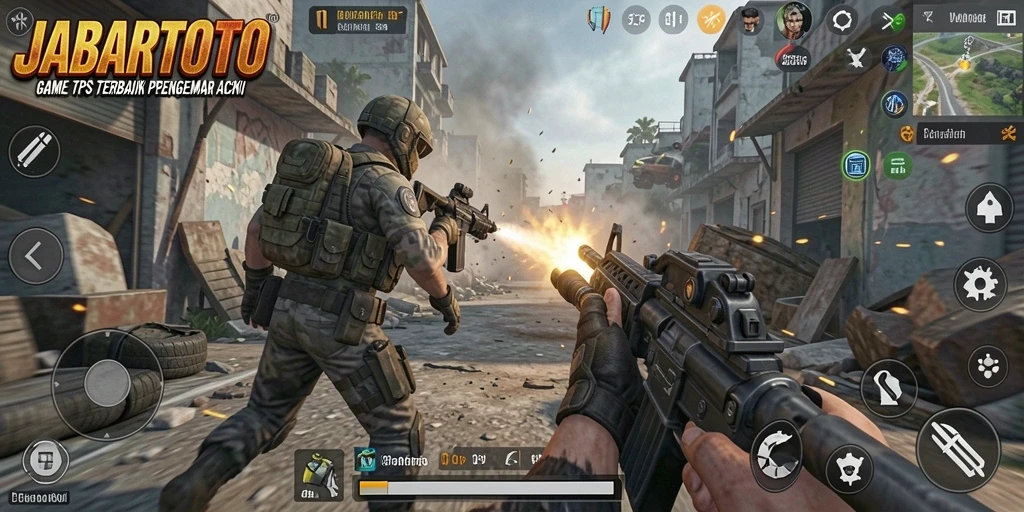 Tampilan gameplay JABARTOTO menampilkan aksi seru di medan perang.