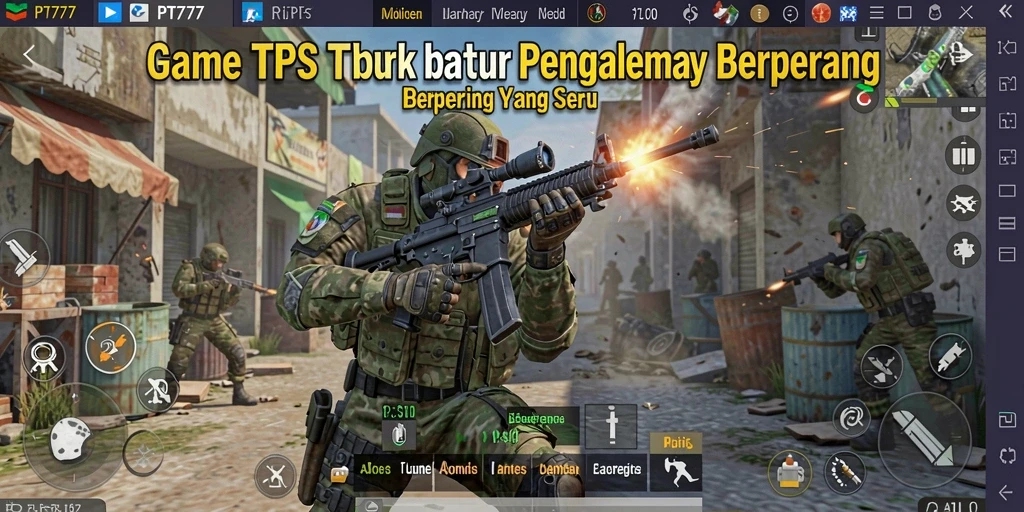 Tampilan menegangkan dari pertempuran dalam game TPS PT777.