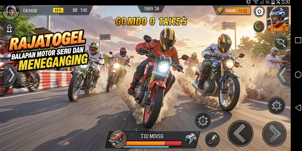 Screenshot RAJATOGEL menunjukkan balapan menegangkan dengan grafis yang memukau.