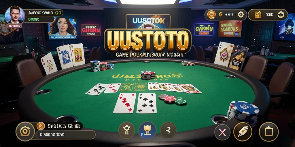 Tangkapan layar UUSTOTO menampilkan gameplay Poker yang seru dan mendebarkan.